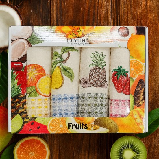 Комплект полотенец для кухни 4 шт. "Ceylin's" Фрукты v2 50*70 см