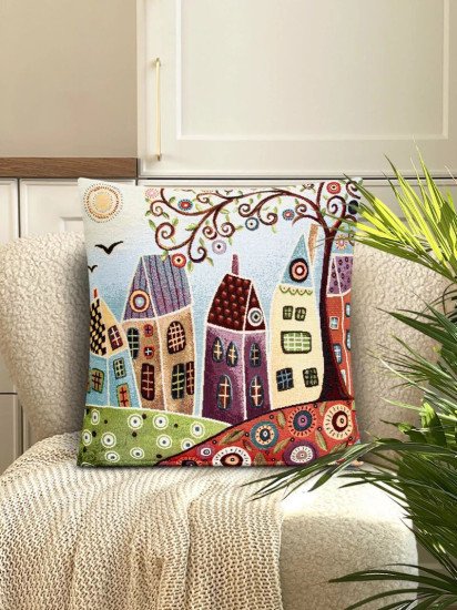 Декоративная наволочка "Гобелен" Домики 5 45*45 (±2) см
