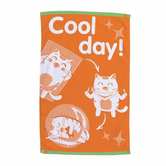 Полотенце махровое "Aquarelle" Детское Cats cool day (ярко-оранжевый) 50*80 см