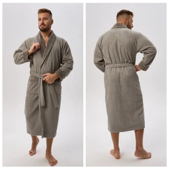 Халат мужской велюровый "Виен" Монтана дымчатый 56 (4XL)