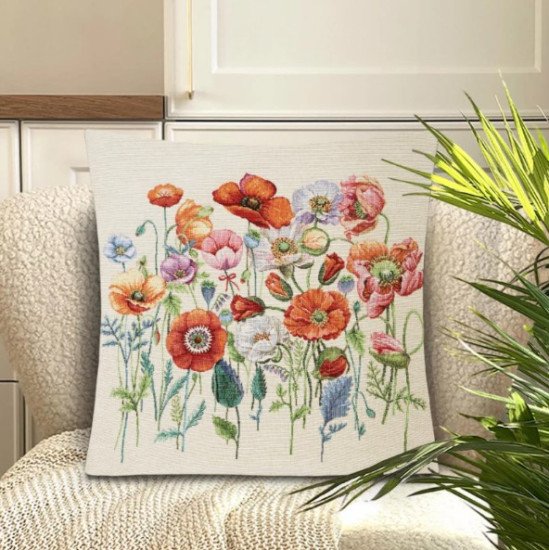 Декоративная наволочка "Гобелен" Маки 45*45 (±2) см