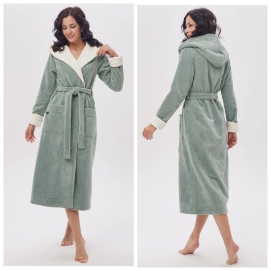 Халат женский велюровый "Vien" Olivia pistachio 48-50 (L/XL)