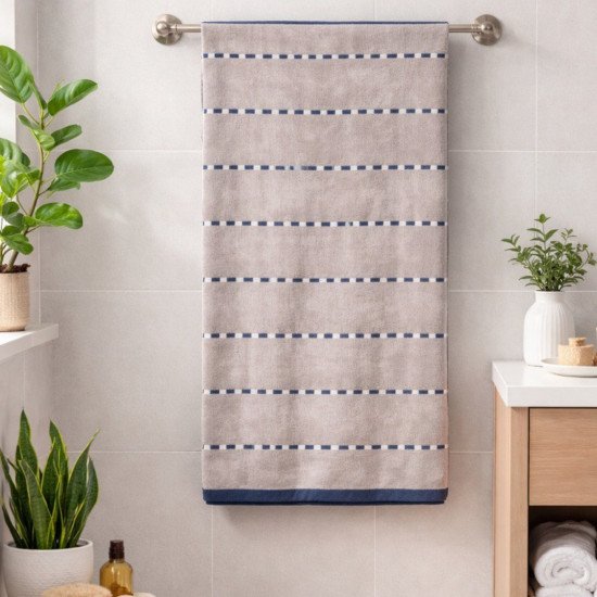 Полотенце махровое 1 шт "Cleanelly" Boreale двусторонее серо-синий 10000 50*100 см