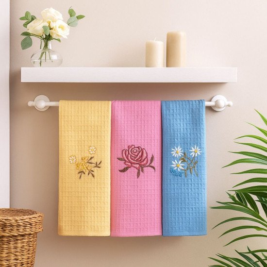 Комплект полотенец для кухни 3 шт. "Ambiella" Цветы v1 40*60 см