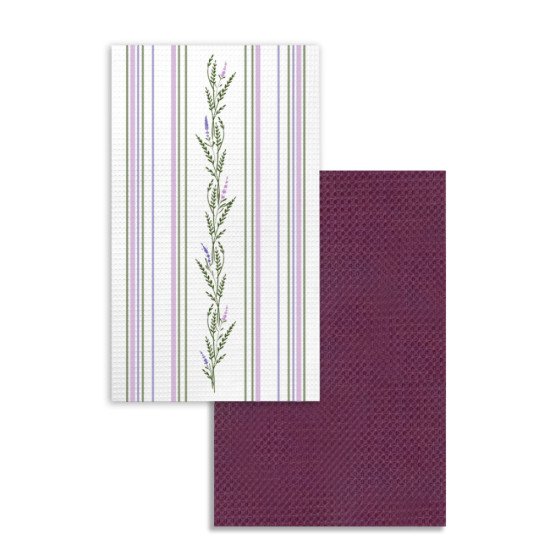 Комплект кухонных полотенец с петельками 2 шт  "Гранд Стиль" лаванда полоса 35*60 см