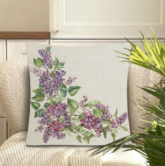 Декоративная наволочка "Гобелен" Сирень слева 45*45 (±2) см