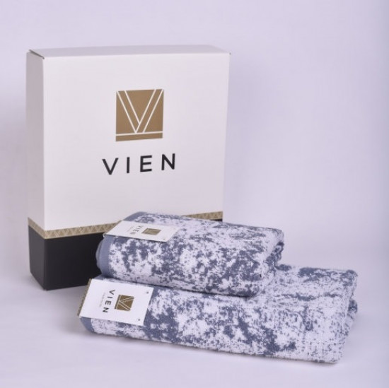 Комплект махровых полотенец 2 шт. "Vien" Alen petrol 50*90 см, 70*140 см