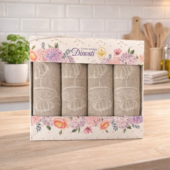 Комплект салфеток 4 шт "Dinosti" v.1 серо-бежевый 42*42 см-4 шт.