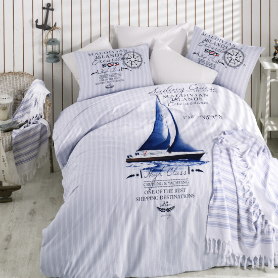 Постельное белье с полотенцем-пештемаль "Istanbul Home" Marine Cruise Евро