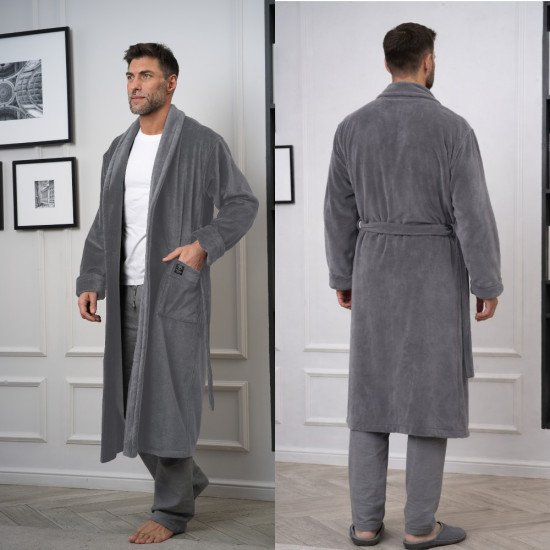 Халат мужской велюровый "Виен" Адмирал серый 54 (3XL)