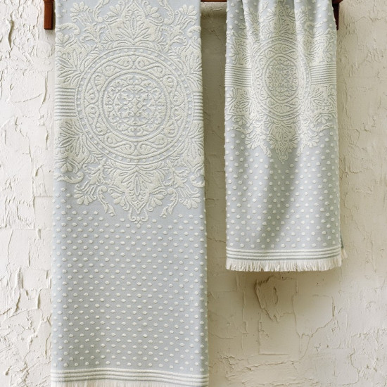 Комплект махровых полотенец "Tivolyo Home" Hermes бирюзовый 50*100 см, 75*150 см