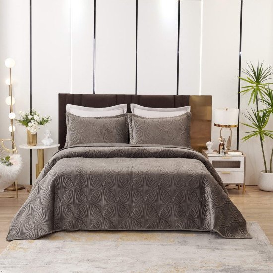 Покрывало  с наволочками Ариэль серый 240*260 см