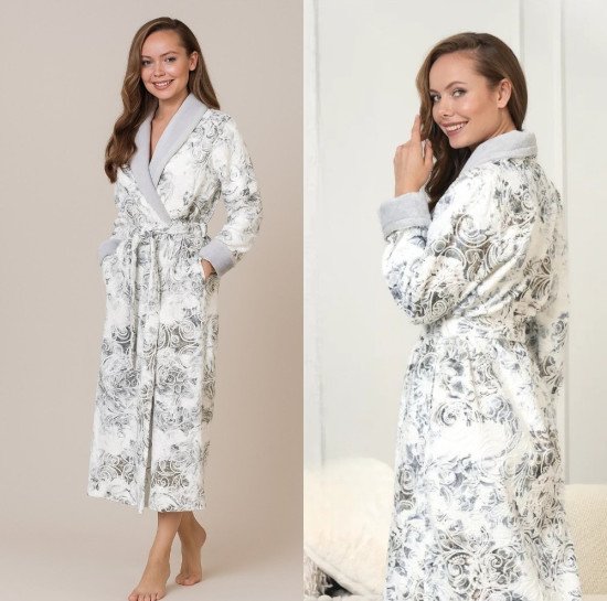 Халат женский велюровый "Vien" Madonna serebro 54 (3XL)
