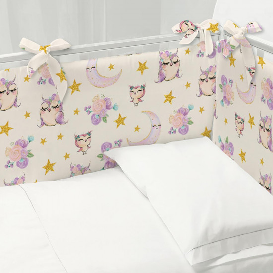 Бортики в кроватку "Уютный дом" Juno Cute owls 34*120 см-2 шт, 34*60 см- 2 шт