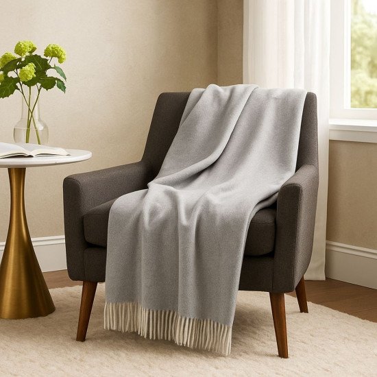 Плед "Paters" Familia с кашемиром Alice белый/светло-серый 140*200 см