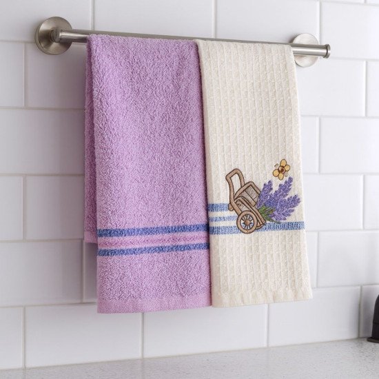 Комплект махрово-вафельных полотенец для кухни 2 шт. "Meteor" Vitalia Lavanta сиреневый 40*60 см