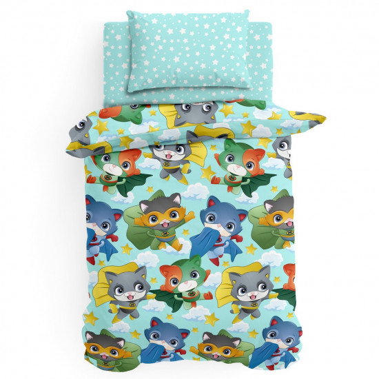 Постельное белье для детей "Juno" в кроватку-трансформер Superhero kittens