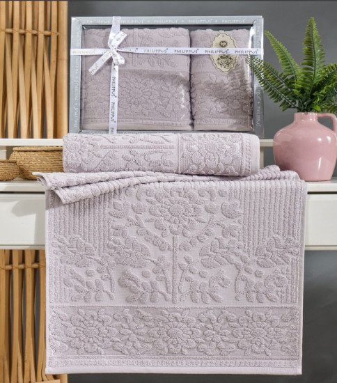 Комплект махровых полотенец 2 шт. "Филиппус" Лидия серый 50*90 см, 70*140 см
