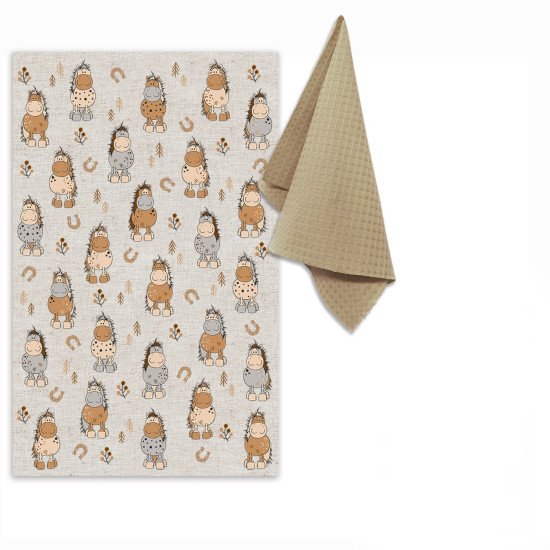 Комплект кухонных полотенец с петельками 2 шт  "Гранд Стиль" веселые пони 39*60 см, 35*60 см