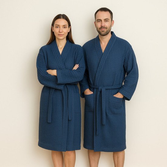 Халат мужской вафельный Бохо Кимоно синий 52-54 (2XL/3XL)