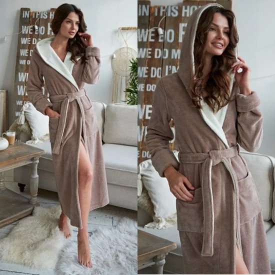 Халат женский велюровый "Vien" Daniella капучино 44 (S)