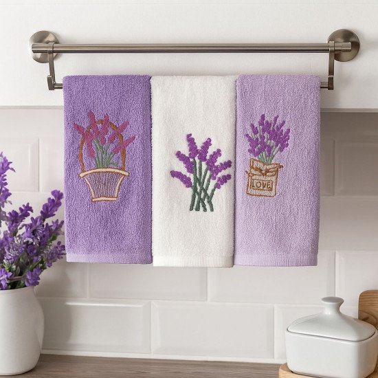 Комплект махровых полотенец для кухни 3 шт. "Ambiella" Лаванда v2 30*50 см