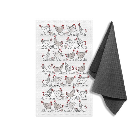 Комплект кухонных полотенец с петельками 2 шт  "Гранд Стиль" веселые курочки 35*60 см