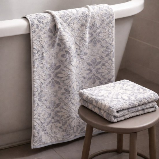 Полотенце махровое 1 шт "Cleanelly" Dipinto двусторонее бежево-синий 10000 50*90 см