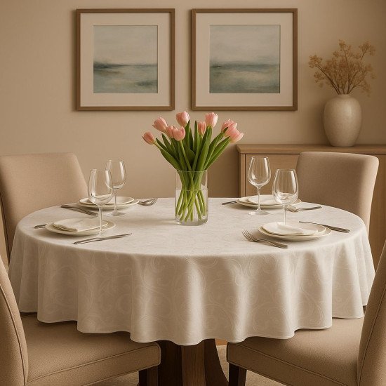 Скатерть круглая "Nova" Валенсия белый D 150 см