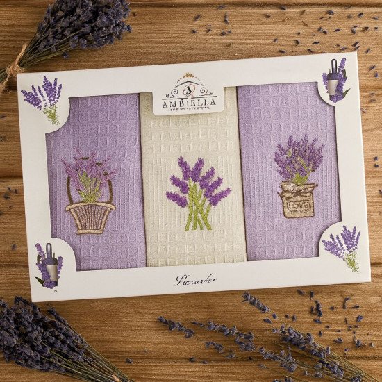 Комплект полотенец для кухни 3 шт. "Ambiella" Лаванда v1 40*60 см