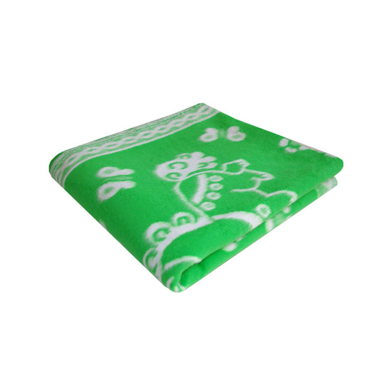 Одеяло "Ермолино" байковое Детское Цветочные лошадки зеленый 100*140 см