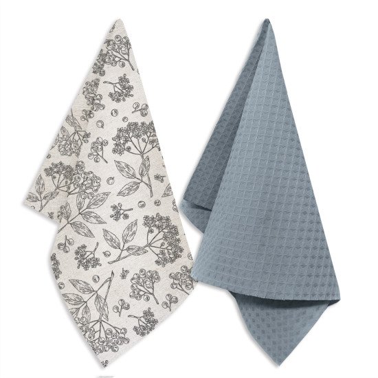 Комплект кухонных полотенец с петельками 2 шт  "Гранд Стиль" соцветье на полосе 39*60 см, 35*60 см