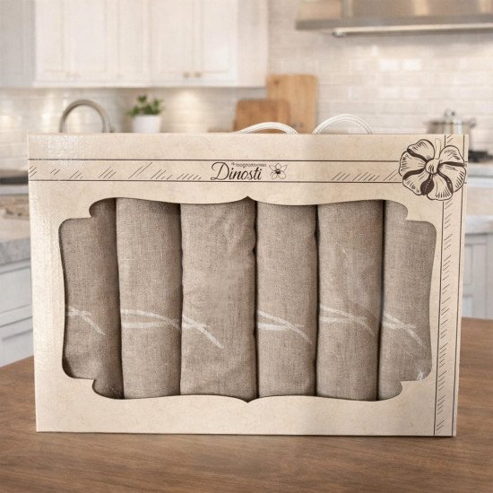 Комплект салфеток 12 шт "Dinosti" v.1 серо-бежевый 42*42 см-12 шт.