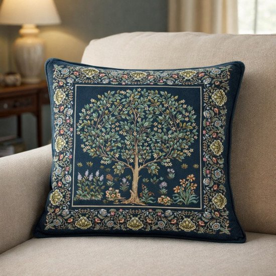 Декоративная наволочка "Гобелен" Древо кобальт 45*45 (±2) см
