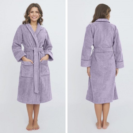 Халат женский махровый "Cotton Dreams" Lavander gray 56 (4XL)
