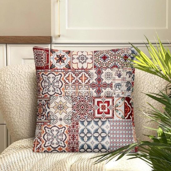 Декоративная наволочка "Гобелен" Сицилия односторонняя обр.сторона терракотовый 45*45 (±2) см