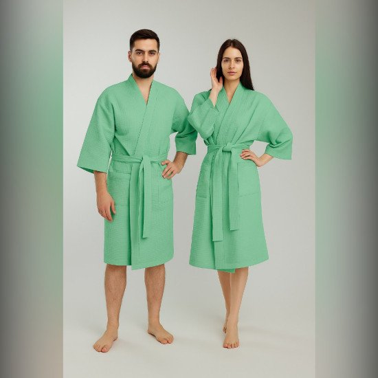 Халат вафельный  Кимоно фисташка 44-46 (S/M)