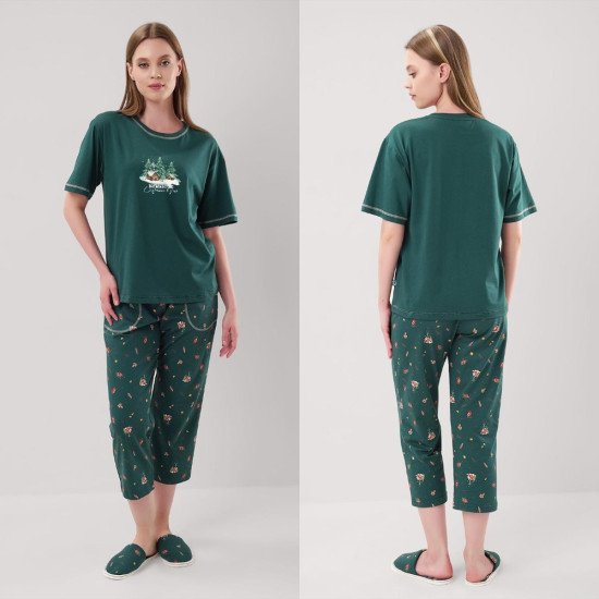 Комплект женский "Clever" Морозко зелёный/красный 44 (S)