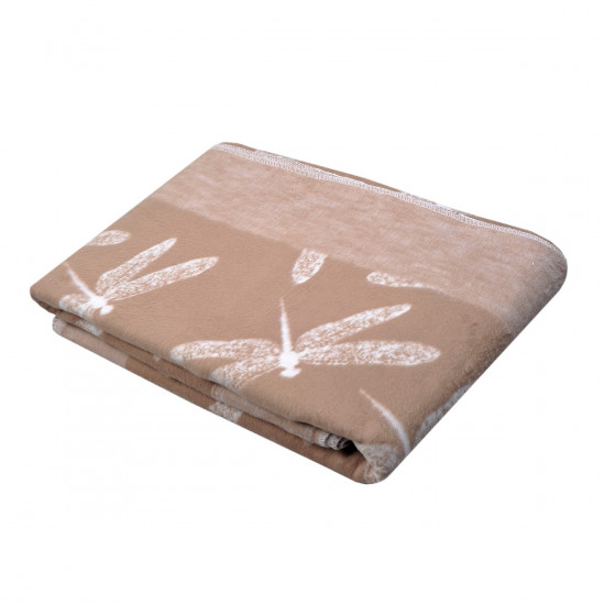 Одеяло "Ермолино" байковое Премиум стрекозы кофейный 1,5 спальное, 155*210 (±5) см