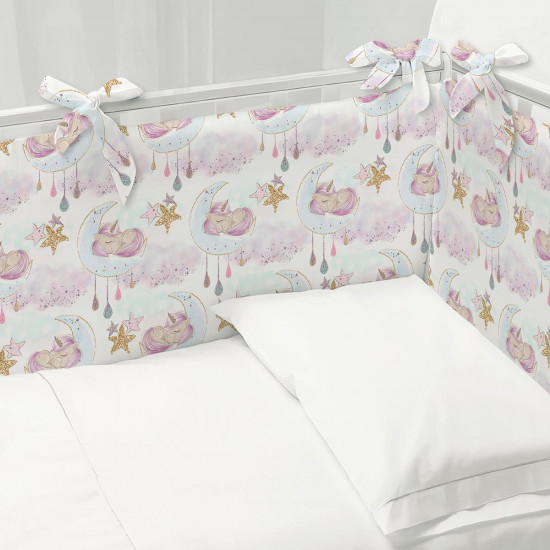 Бортики в кроватку "Уютный дом" Juno Cute unicorns 34*120 см-2 шт, 34*60 см- 2 шт