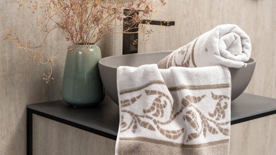 Полотенце махровое 1 шт "Клинелли" Нео-антико двусторонее бело-бежевый 10000 50*100 см