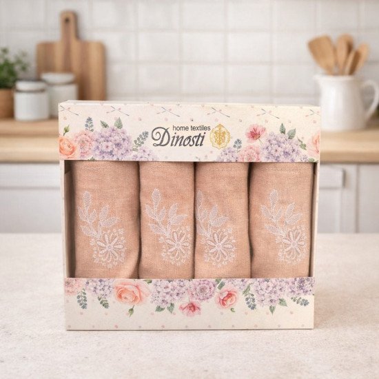 Комплект салфеток 4 шт "Dinosti" v.5 бежевый 42*42 см-4 шт.