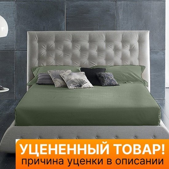 Уценка! Простыня на резинке Luxe Satin сицилийская олива 160*200 высота 28 см