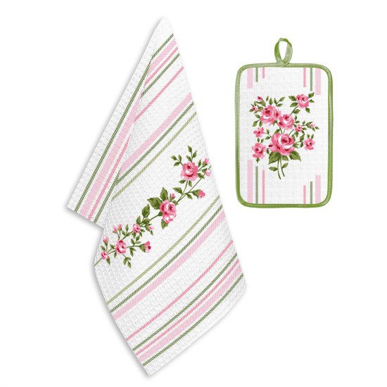Комплект для кухни 2 предмета "Гранд Стайл" розочка полоса 35*60 см , 14*22 см