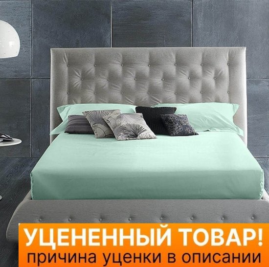 Уценка! Простыня на резинке "Примавель" Люкс Сатин мята 140*200 высота 28 см