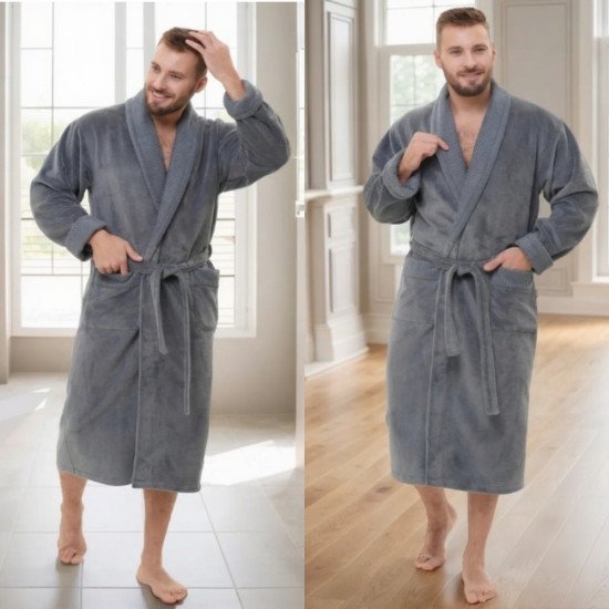 Халат мужской велюровый "Vien" Romanov grey  56 (4XL)
