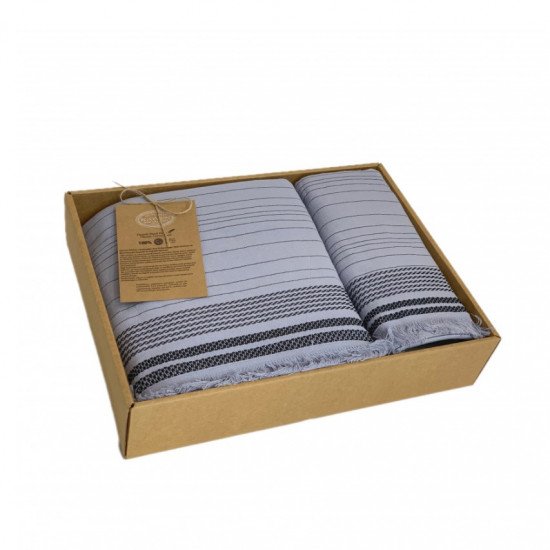 Комплект махровых полотенец 2 шт. "Karven" Lidya серый/gri 50*90 см, 100*150 см