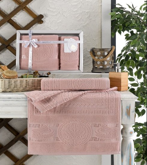 Комплект махровых полотенец 2 шт. "Филиппус" Пилиумунус пудра 50*90 см, 70*140 см