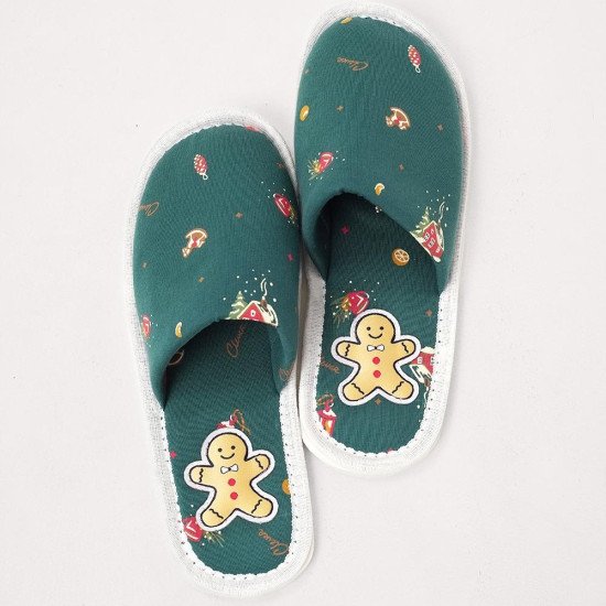 Тапочки женские "Clever" Bunny темно-зеленый/красный 38