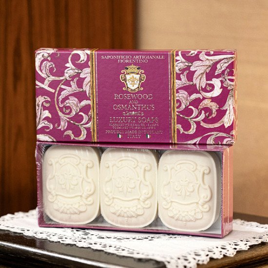 Подарочный набор растительного мыла 3 шт. "Saponificio Artigianale Fiorentino" Дерево розы и Османтус 3*100 г